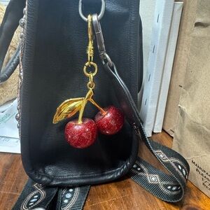 Large sparkly cherry bag charm